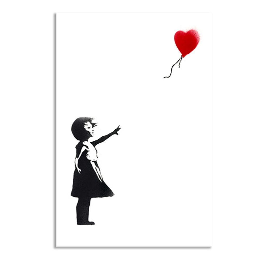 Leinwandbild rotem Banksy Hochkant Mädchen - - Balloon mit