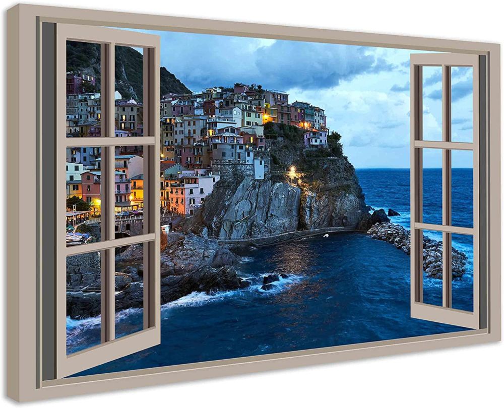 Leinwandbild Küste Fensterblick Amalfi
