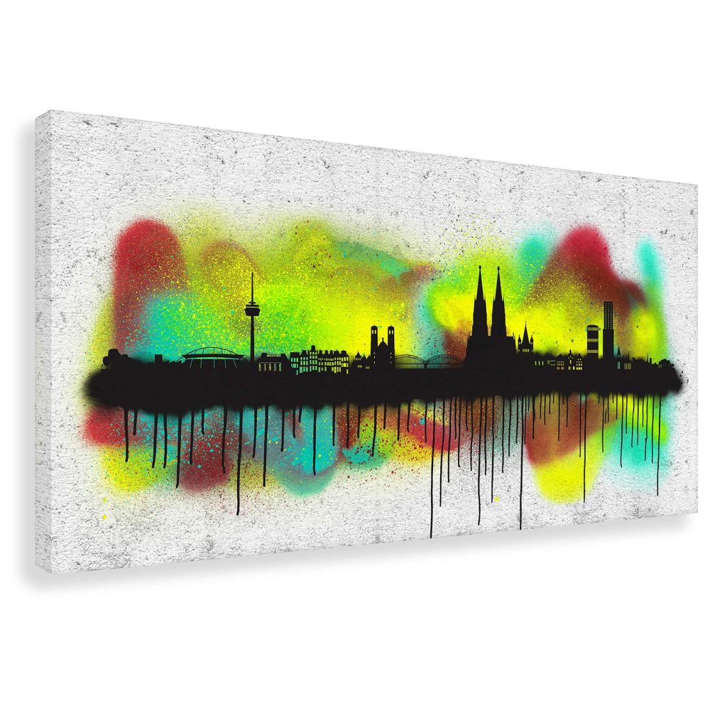 Graffiti Kunstbild - Skyline Köln Cologne - - Kunstdruck Wandbild